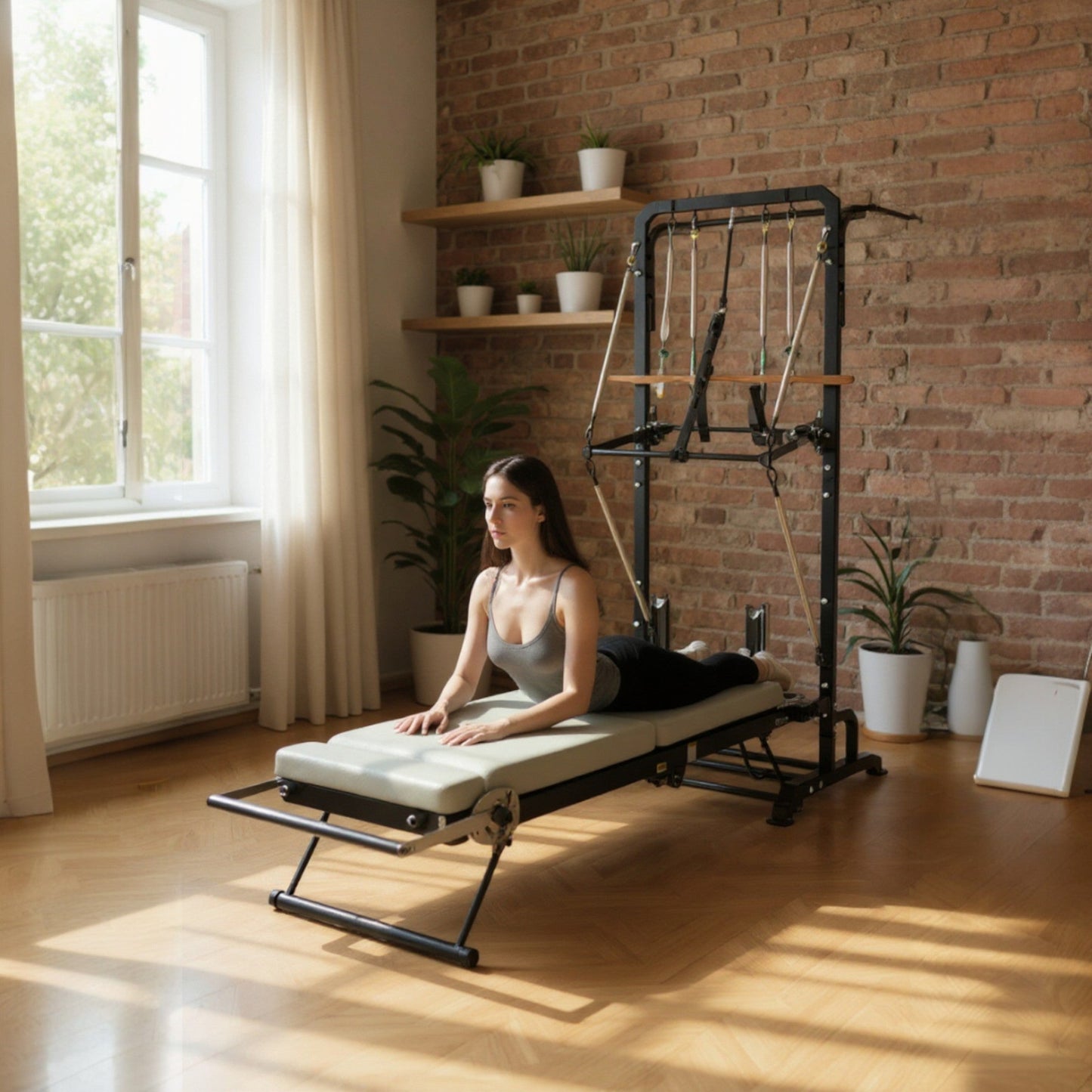 fitnessathome Black Reformer Pilates NEXACE avec tour – pliable et réglable Reformer Pilates NEXACE avec tour – pliable et réglable